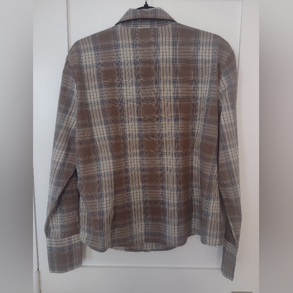 Brown Plaid Y2K Embroidered Coupe Button Up Top - Picture 2 of 5